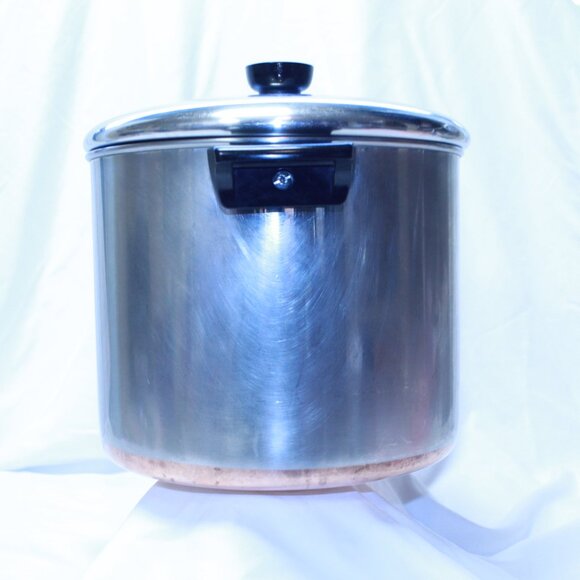 Revere Ware 1801 Vintage Copper Bottom 8 QT Stock Pot W Lid - Clinton, ILL - Picture 4 of 11